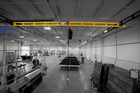 Half ton hyperlite ceiling mounted bridge crane.