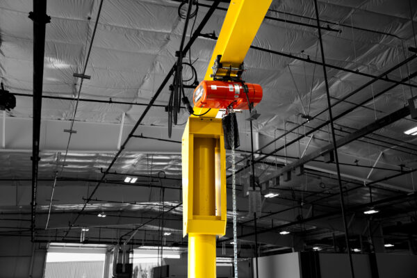 pwi ultralite freestanding jib crane in manufacturing setting 4