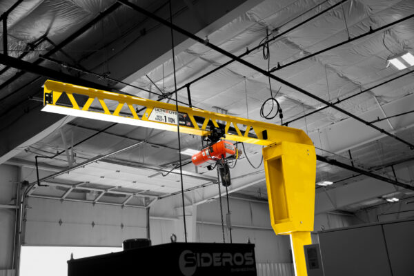pwi ultralite freestanding jib crane in manufacturing setting 5